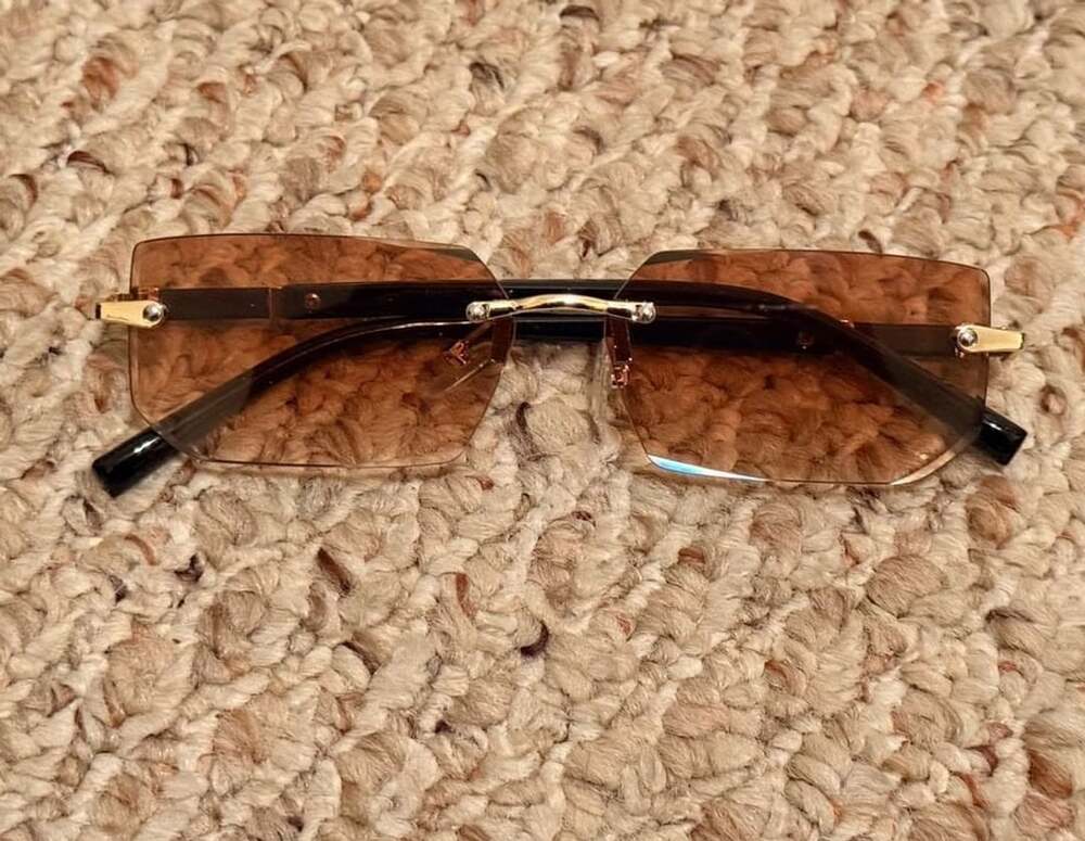 Unbranded Rimless Square Sunglasses Brown Gradient Gold Black